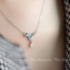 Dây chuyền bạc mặt trăng khuyết đá Zircon xanh