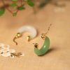 Bông tai tròn đá Chalcedony cổ điển