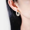 Bông tai tròn đá Chalcedony cổ điển