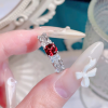 Nhẫn bạc bản dày đá Zircon mặt đá Garnet vuông