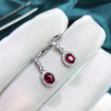 Bông tai thả dài đính đá Garnet oval