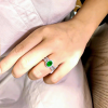 Nhẫn bạc bàn dày đính đá Diopside oval