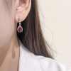 Bông tai bạc thả dài Water Drop đính đá Garnet