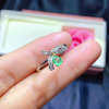 Nhẫn bạc thắt nơ đính đá Diopside oval