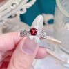 Nhẫn bạc bản dày đá Zircon mặt đá Garnet vuông