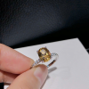 Nhẫn bạc đính đá Thạch anh vàng Citrine oval + Zircon cao cấp