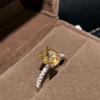Nhẫn bạc đính đá Thạch anh vàng Citrine oval + Zircon cao cấp