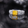 Nhẫn bạc bản dày đính đá Zircon mặt đá Citrine Thạch anh vàng vuông