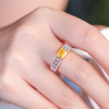 Nhẫn bạc bản dày đính đá Zircon mặt đá Citrine Thạch anh vàng vuông