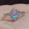 Nhẫn bạc đá Mặt trăng Moonstone oval