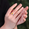 Nhẫn bạc bản dày đính đá Zircon mặt đá Citrine Thạch anh vàng vuông