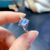 Nhẫn bạc đá Mặt trăng Moonstone oval
