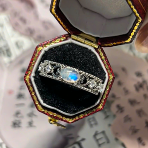 Nhẫn bạc bản dày đá Mặt trăng Moonstone oval