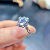 Nhẫn bạc đá Mặt trăng Moonstone oval