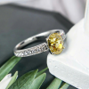 Nhẫn bạc đính đá Thạch anh vàng Citrine oval + Zircon cao cấp