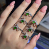 Nhẫn bạc thắt nơ đính đá Diopside oval