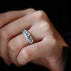 Nhẫn bạc 5 đá Mặt trăng Moonstone tròn