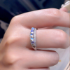 Nhẫn bạc 5 đá Mặt trăng Moonstone tròn