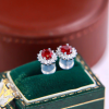 Bông tai bạc đính đá Garnet oval mặt trời
