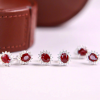 Bông tai bạc đính đá Garnet oval mặt trời