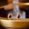 Bông tai bạc đính đá Garnet oval mặt trời