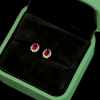 Bông tai bạc đính đá Garnet oval mặt trời