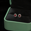 Bông tai bạc đính đá Garnet oval mặt trời