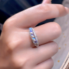 Nhẫn bạc 5 đá Mặt trăng Moonstone tròn
