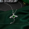 Dây chuyền bạc Angel Wings đính đá Diopside tròn