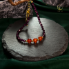 Vòng tay pha lê mặt 3 đá Garnet 6mm