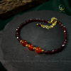 Vòng tay pha lê mặt 3 đá Garnet 6mm