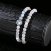 Vòng tay chuỗi 2 lớp đá Mặt trăng Moonstone mặt đá Aquamarine