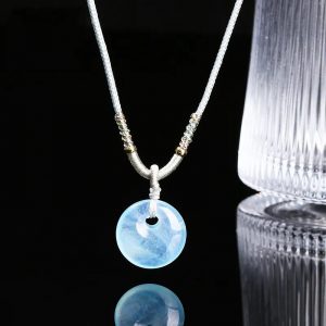 Dây chuyền nam nữ mặt charm cổ điển đá Aquamarine