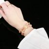 Vòng tay chuỗi 2 lớp đá Mặt trời Sunstone mặt đá Thạch anh tóc vàng