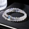 Vòng tay chuỗi 2 lớp đá Mặt trăng Moonstone mặt đá Aquamarine