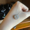 Dây chuyền bạc Hoa 4 cánh đóng mở đính đá Mặt trăng Moonstone tròn