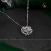 Dây chuyền bạc Hoa 4 cánh đóng mở đính đá Mặt trăng Moonstone tròn