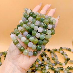 Vòng chuỗi đá Ngọc bích Hetian Tây Tạng 10mm (Loại A) dải màu đa dạng