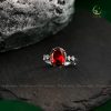 Nhẫn bạc đính đá Garnet oval lớn