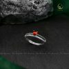 Nhẫn bạc Parallel đính đá Garnet mặt tròn